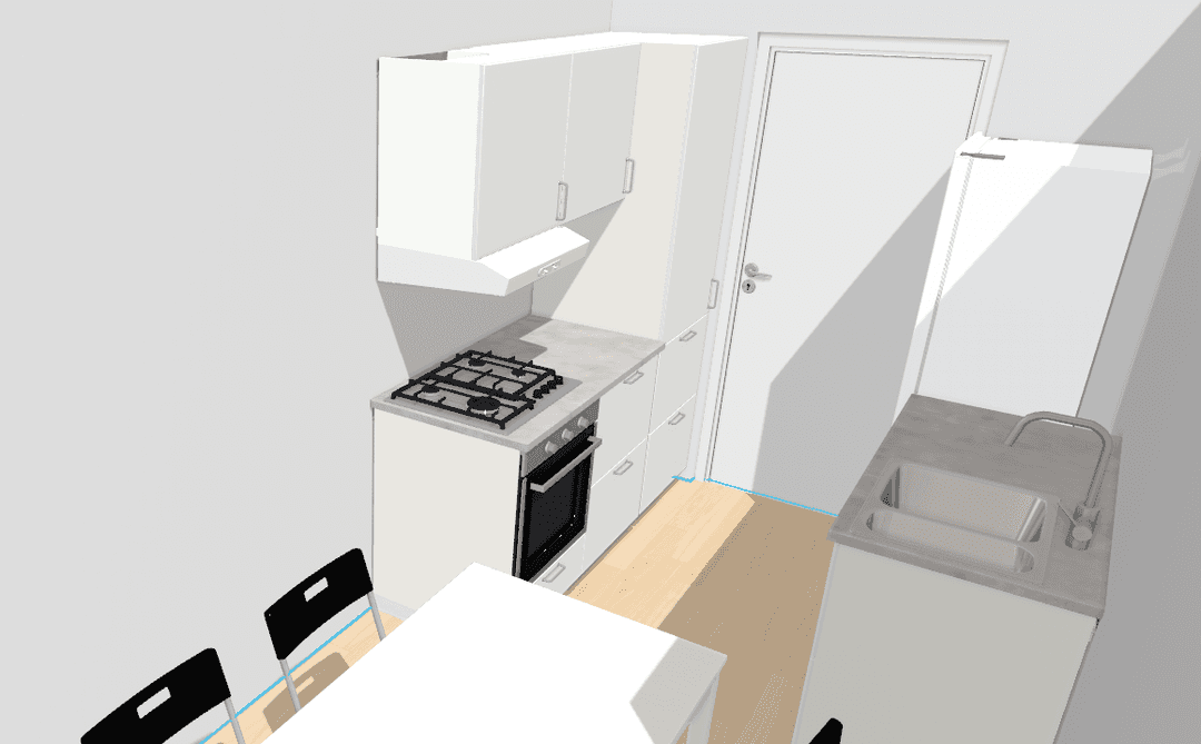 Innvendig mobilt kjøkken med stekeovn og komfyr