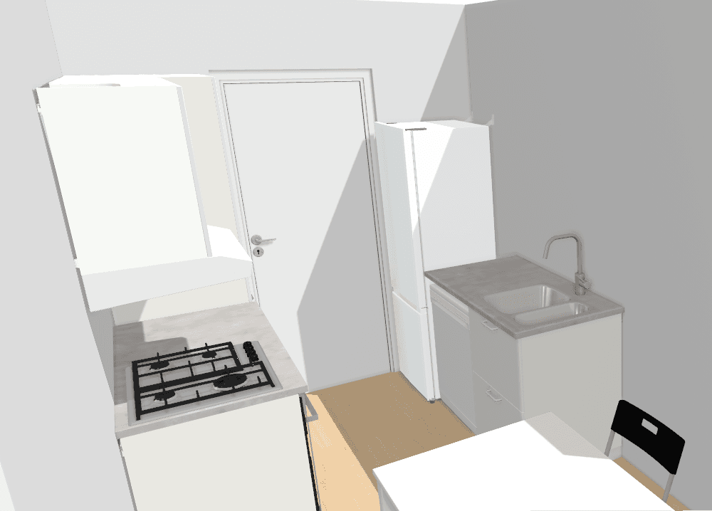 Innvendig mobilt kjøkken med oppvaskstasjon